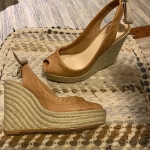 Coach Espadrilles. Leather. Peep toe. Platform.